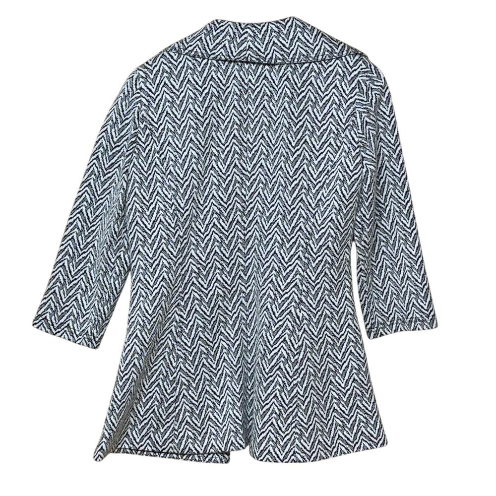 Calvin Klein Black White Waterfall Ruffled Open-Front Lined Cardigan Jacket 4 - Picture 2 of 5